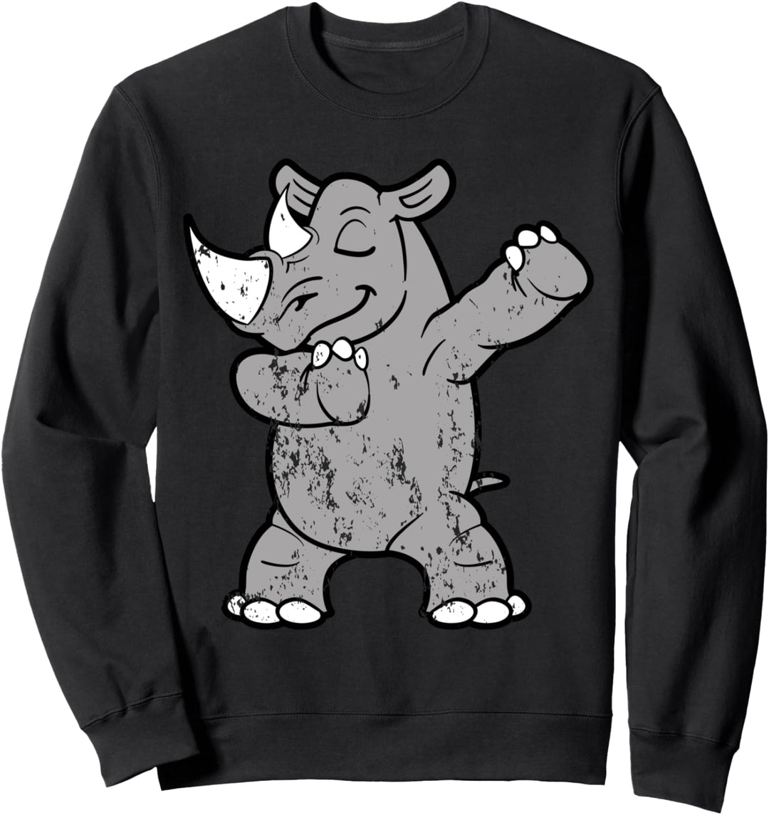 Cool Retro Vintage Grunge Style Dabbing Dab Nashorn Tier Fun Sweatshirt