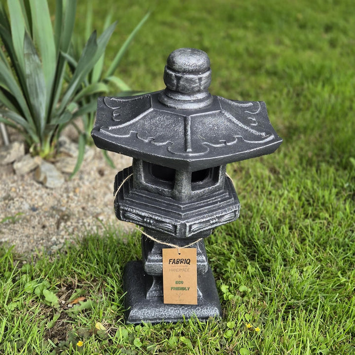 FABRIQ Japanische Laterne Yukimi-Doro 42 cm Silver – Wetterfeste Steinlampe – Frostsicher – Dekorati