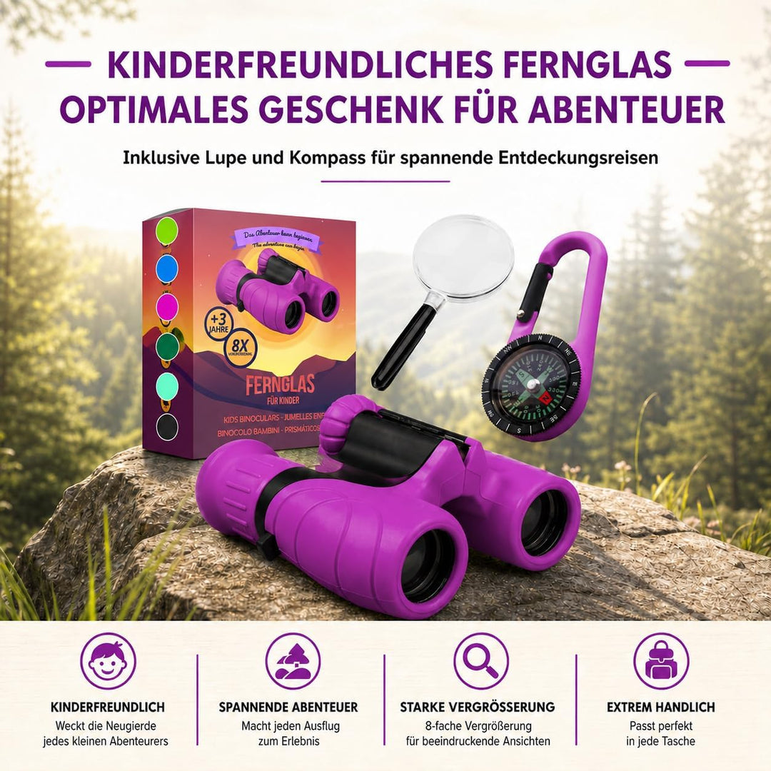Fernglas für Kinder - Optimales Geschenk für kleine Jungen und Mädchen - Starke Vergrösserung 8X21 –