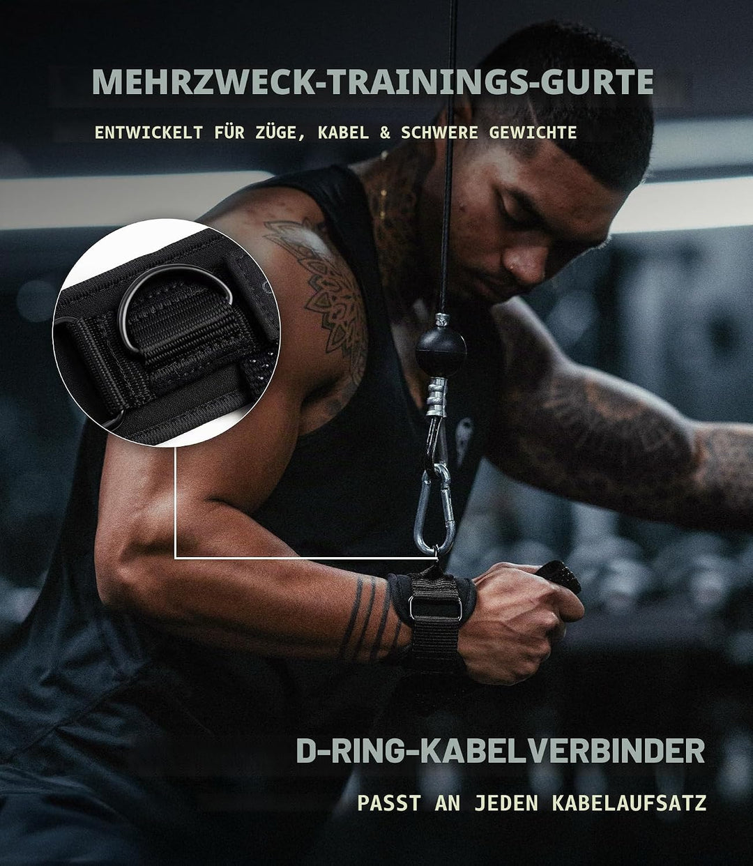 Gymreapers GripLink Gewichthebergurte mit robustem D-Ring und rutschfestem Silikon-Griffperle, gepol