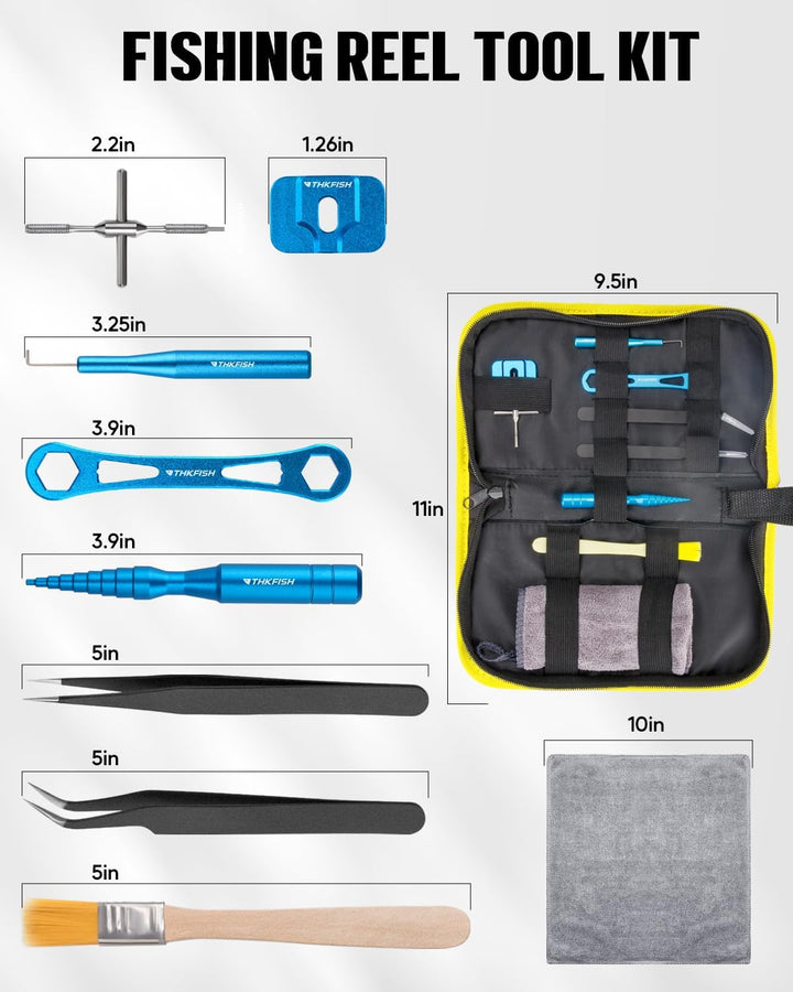 THKFISH Wartungsset für Angelrollen,Rollenreinigungsset,Kompaktes Angelreparaturset,Angelrollen-Pfle