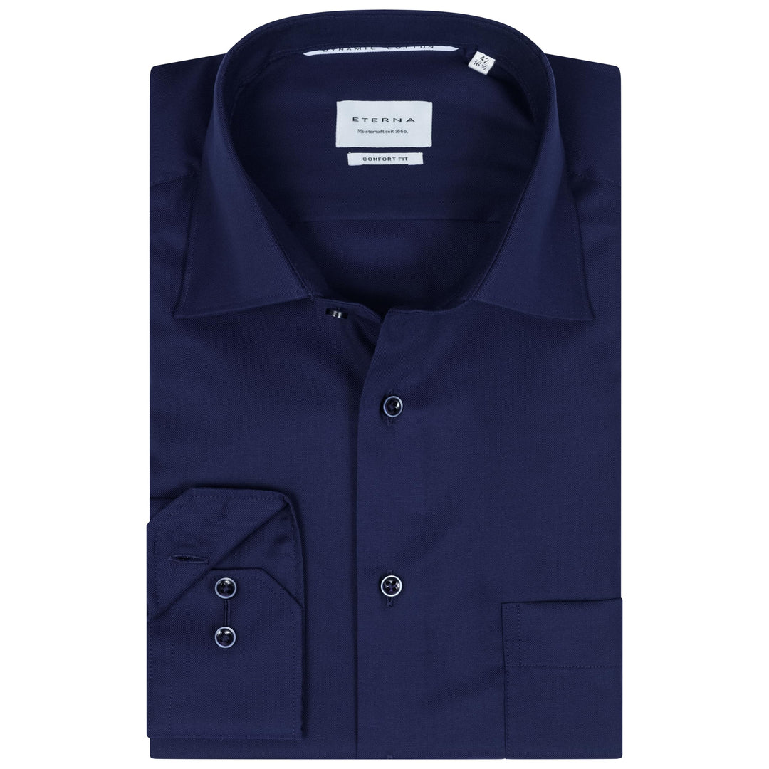 ETERNA Hemd Langarm | Comfort Fit | Bügelfrei, Knitterfrei | 100 % Baumwolle 41 Dunkelblau-(19), 41