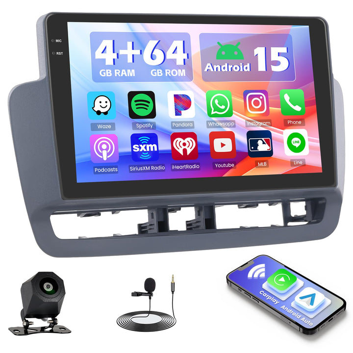 Hikity 4+64G Android 15 Autoradio für Seat Ibiza 2012-2015, 9" Bildschirmradio mit Wireless CarPlay