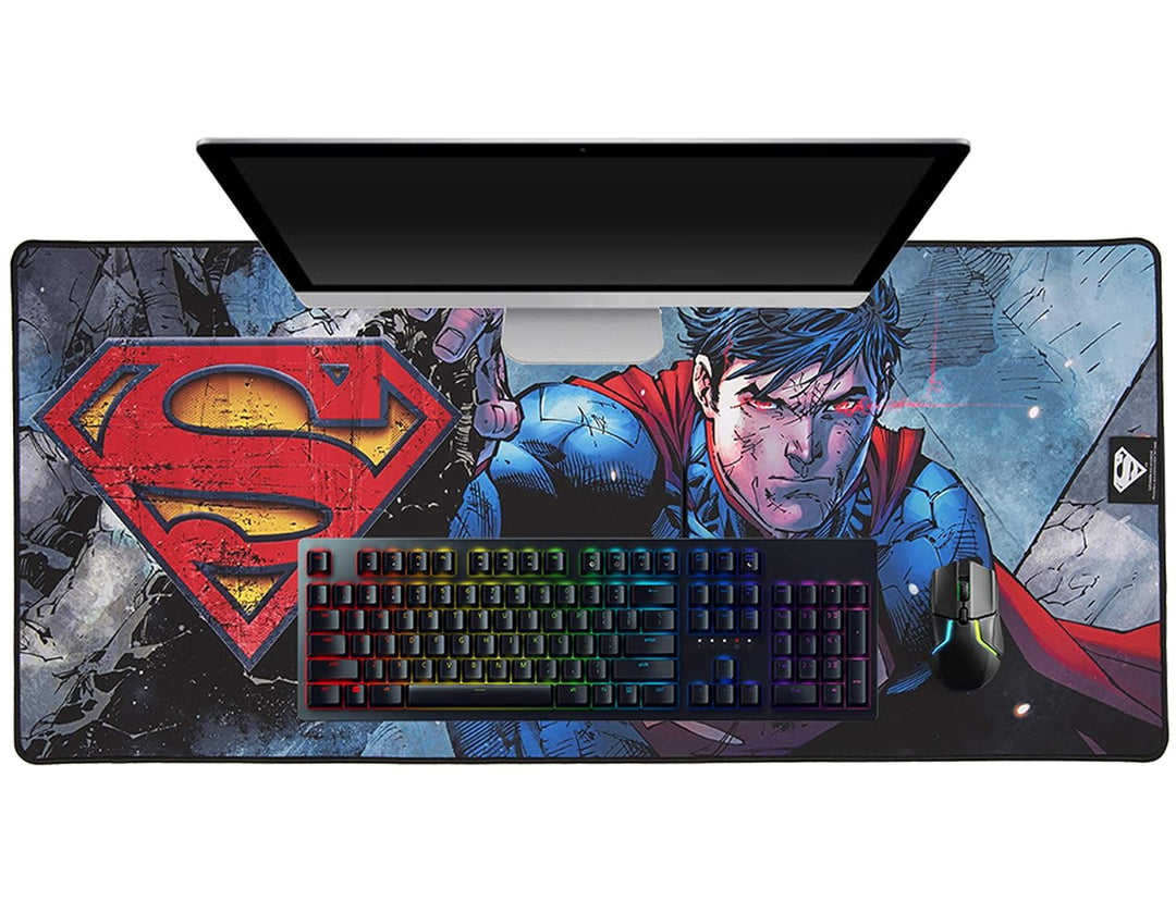 Subsonic Superman - Anti-Rutsch-Mauspad XXL 90 mm x 40 mm in Perlenoptik - Offizielle Lizenz DC comi