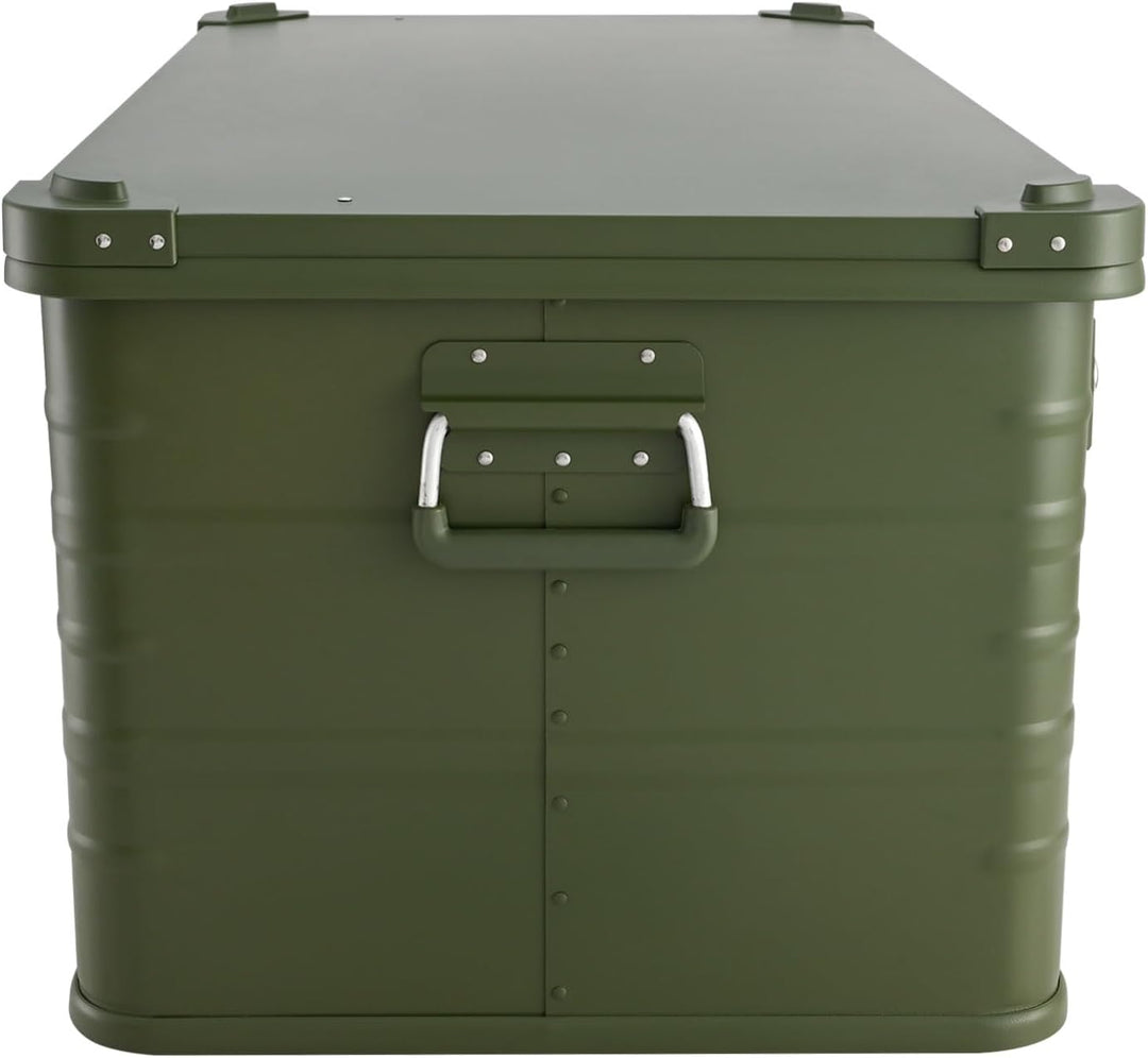 ALUBOX Alukiste abschliessbar E141G OLIVGRÜN - Premium Lagerbox 141 Liter - Materialstärke 1mm - Dec
