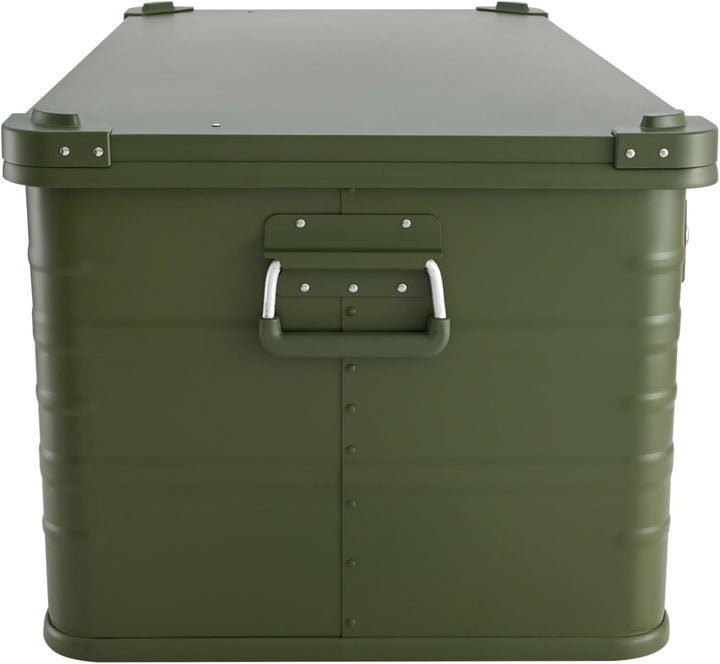 ALUBOX Alukiste abschliessbar E141G OLIVGRÜN - Premium Lagerbox 141 Liter - Materialstärke 1mm - Dec