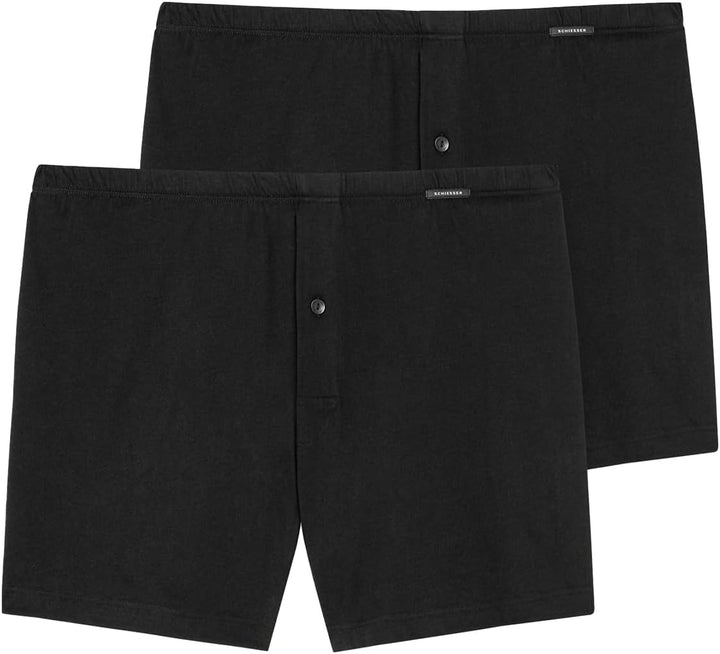 Schiesser Herren 2 PACK Boxershorts Baumwolle Web - Webboxer M Schwarz_174002, M Schwarz_174002