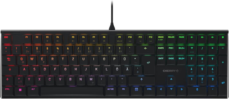 CHERRY MX 10.0N RGB, Deutsches Layout, QWERTZ, kabelgebundene Tastatur, mechanische Gamingtastatur,