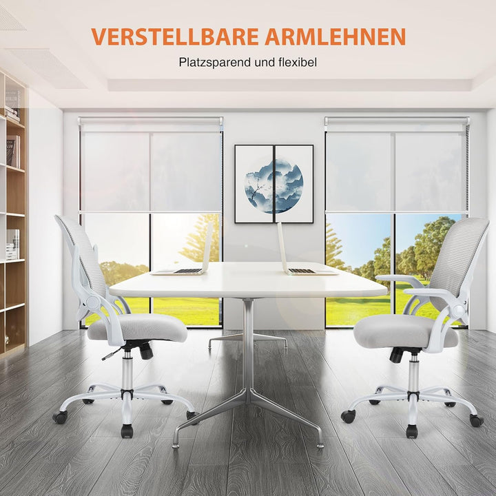 Sweetcrispy Bürostuhl Ergonomisch, Schreibtischstuhl mit Lendenwirbelstütze, Höhenverstellbarkeit St