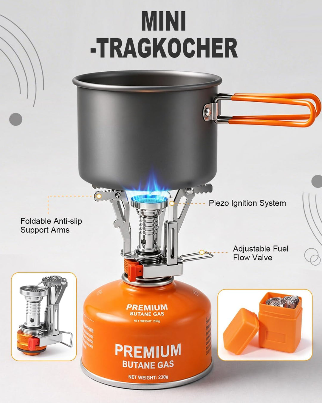 AUTOPkio Camping Geschirr Set für 1-2 Personen mit Mini Campingkocher, Faltbare Aluminium Camping Ko