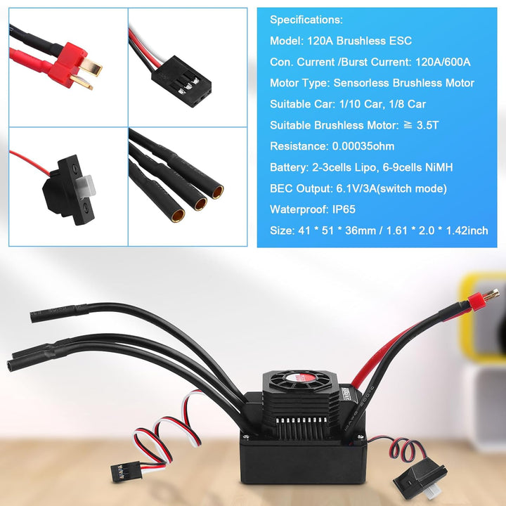3650 5900KV Bürstenloser RC Motor und 120A ESC &amp; Programm Karten Set Wasserdicht Motor ESC Combo Upd