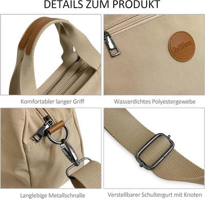 DORRISO Mode Umhängetasche Damen Canvas Handtasche Reise Schultertasche Casual Multifunktionale Umhä