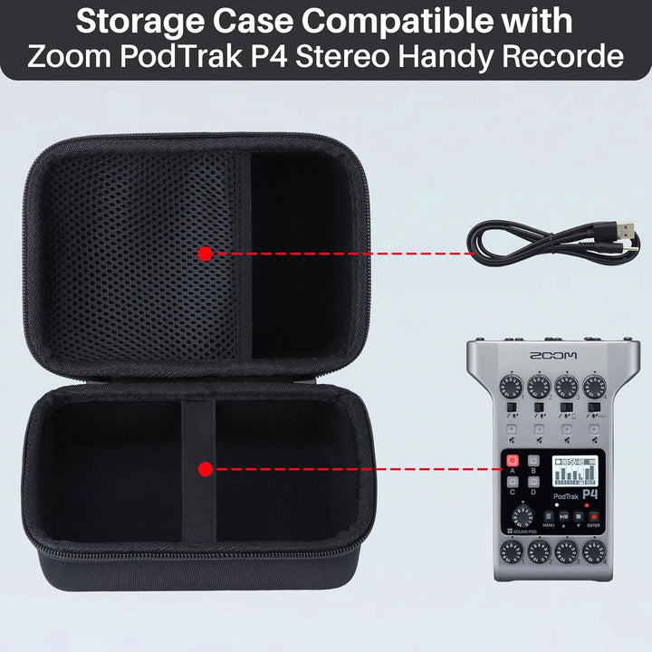 Hart Schutz Hülle Etui Tasche für Zoom P4 Podtrack Audio Schnittstelle und tragbarer Recorder für Po