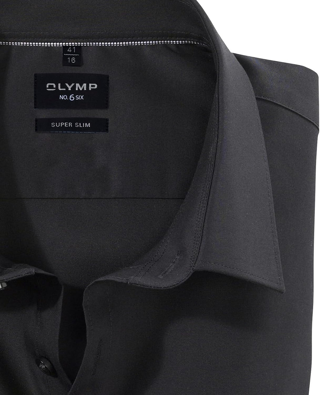 OLYMP Herren Businesshemd Langarm No.Six,Einfarbig,super Slim,Urban Kent 36 Schwarz 68, 36 Schwarz 6