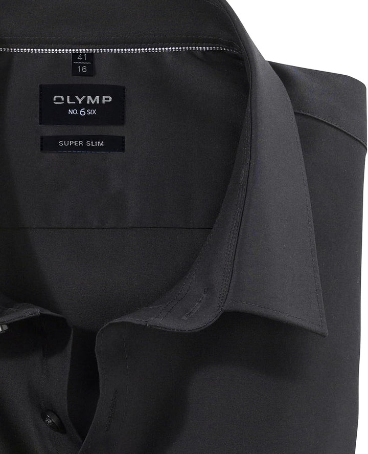 OLYMP Herren Businesshemd Langarm No.Six,Einfarbig,super Slim,Urban Kent 36 Schwarz 68, 36 Schwarz 6