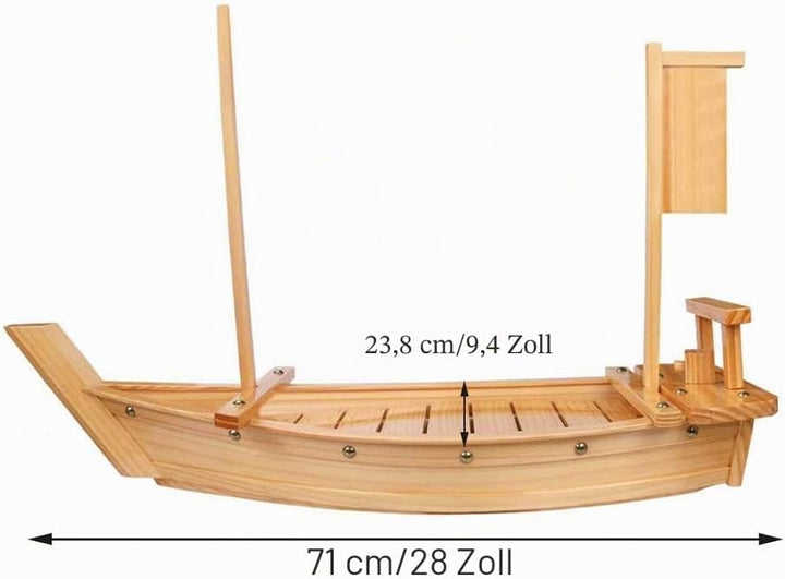 WINAKUI Sushi-Serviertablett aus Holz, 71 cm, Sushi-Teller für Restaurant oder Zuhause, grosses Sush
