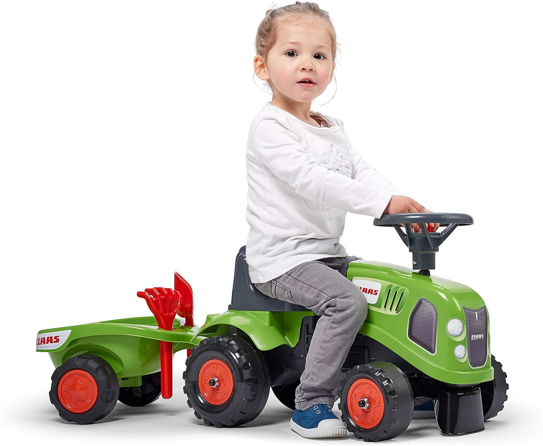 Falk - Traktor Claas mit Anhänger – ab 12 Monaten Schaufel und Rechen inklusive – 2 Personalisierung