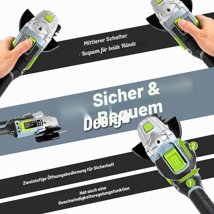 WORKPRO Winkelschleifer, kabellos, 20 V, mit Akku 4,0 Ah, Ø125 mm, elektrischer Schleifer, kabellos,