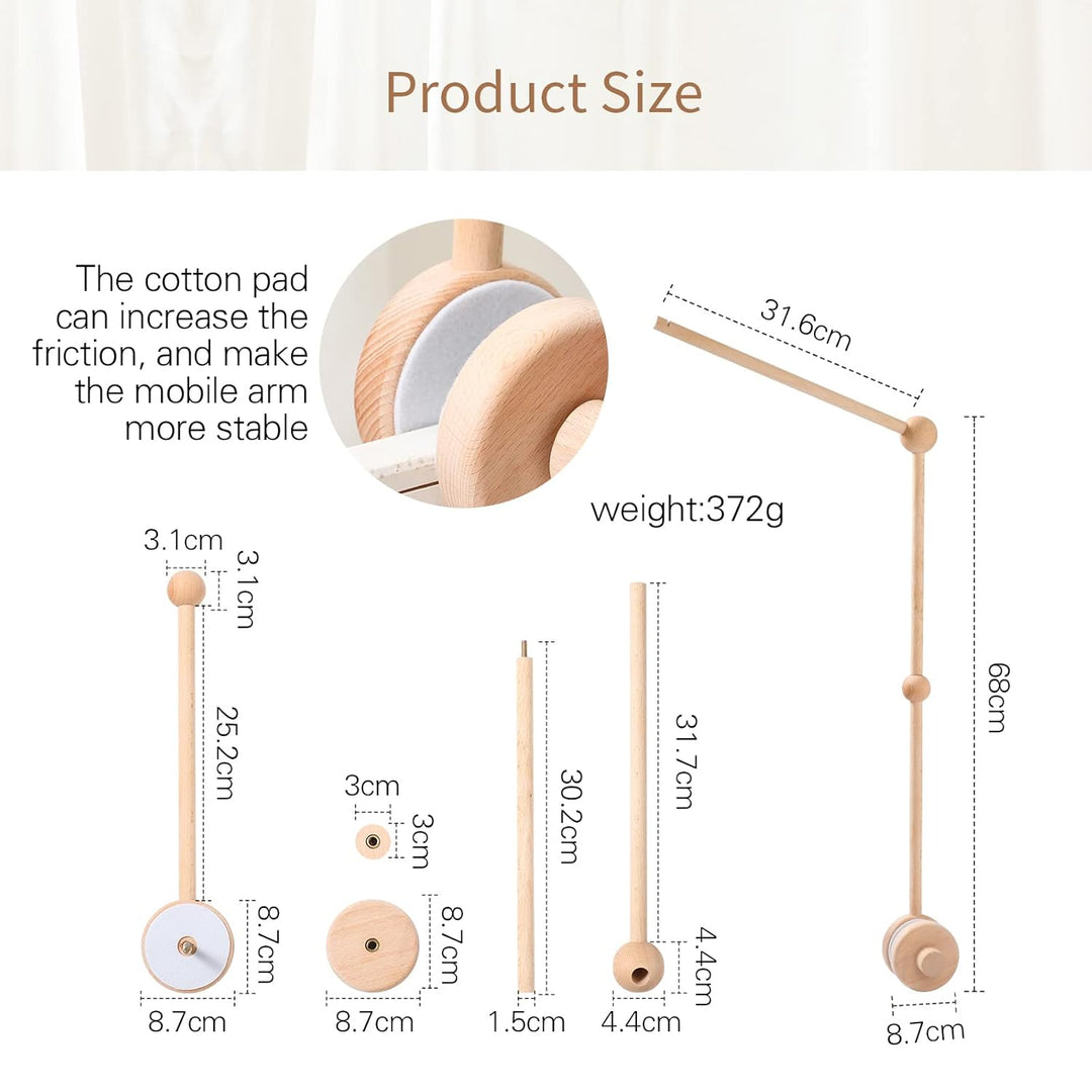 Youuys Mobile Halterung Holz für Babybett Mobile Wickeltisch Mobile Baby Halter Gestell Höhenverstel