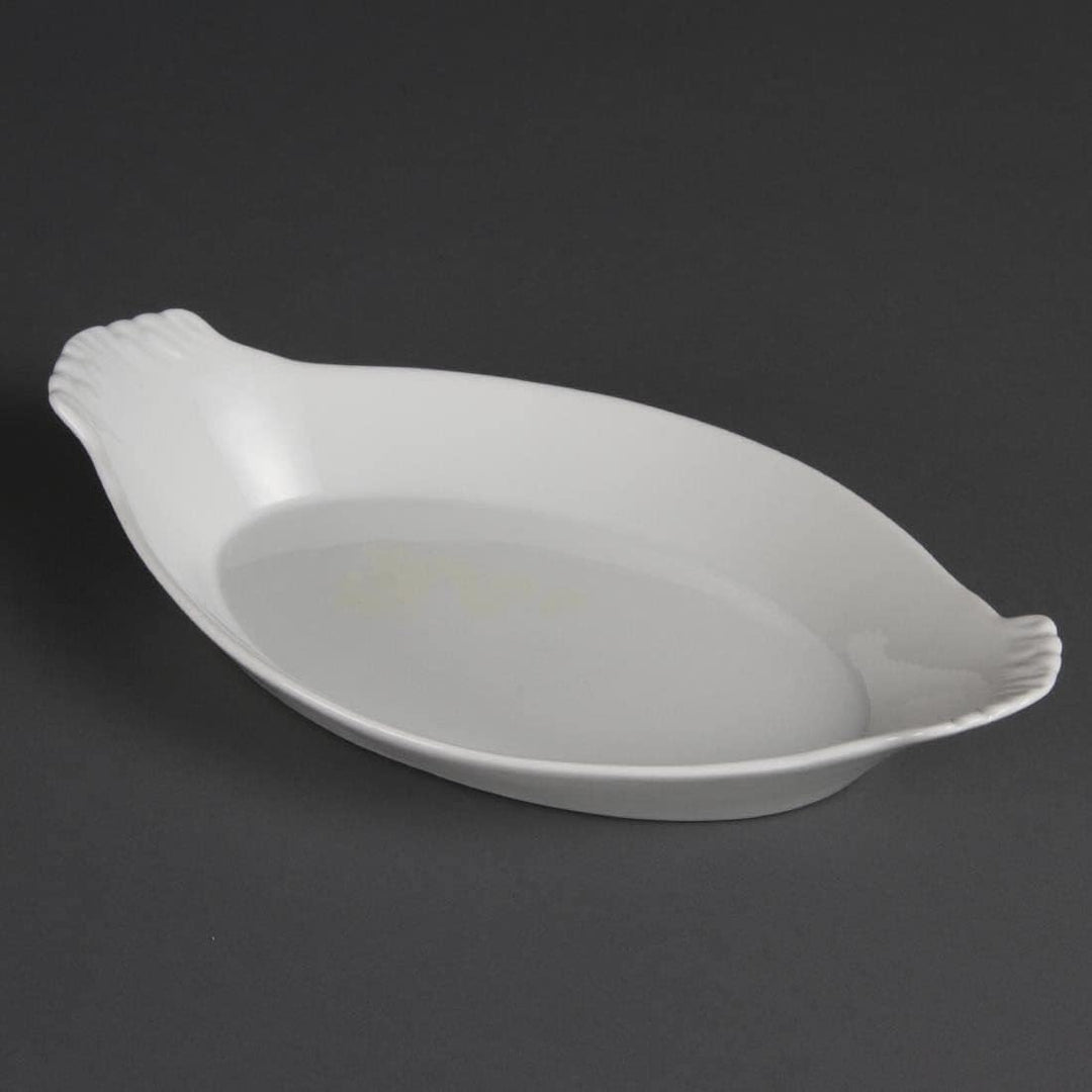 Olympia Weisswaren Ovale Servierteller mit Ohren, 320 x 177 mm, Porzellan, 6 Stück 320X 177mm, 320X