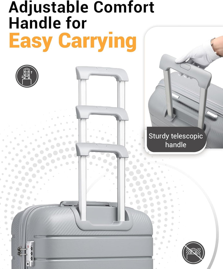 Kono Zwillingsrollen Reisekoffer TSA-Schloss 65cm Trolley Koffer Polypropylen Hartschale Rollkoffer 