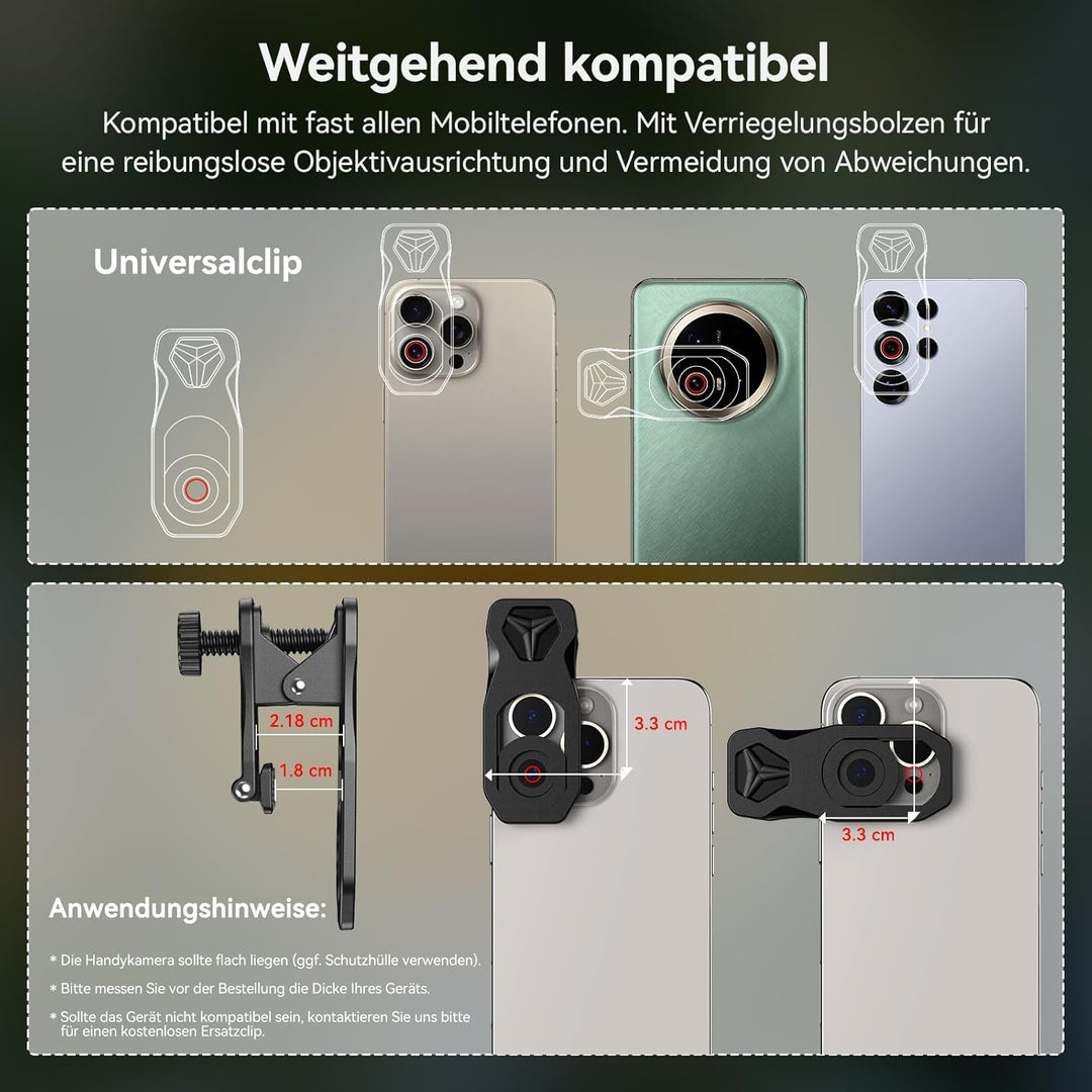 APEXEL Professionelles Makro-Fotoobjektiv für Dual-Objektiv/Einzelobjektiv, iPhone, Pixel, Samsung G