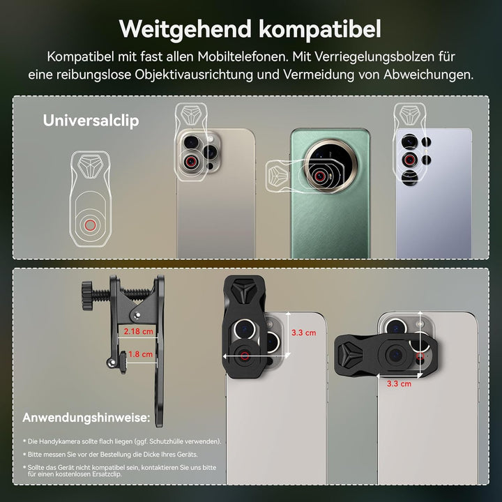 APEXEL Professionelles Makro-Fotoobjektiv für Dual-Objektiv/Einzelobjektiv, iPhone, Pixel, Samsung G