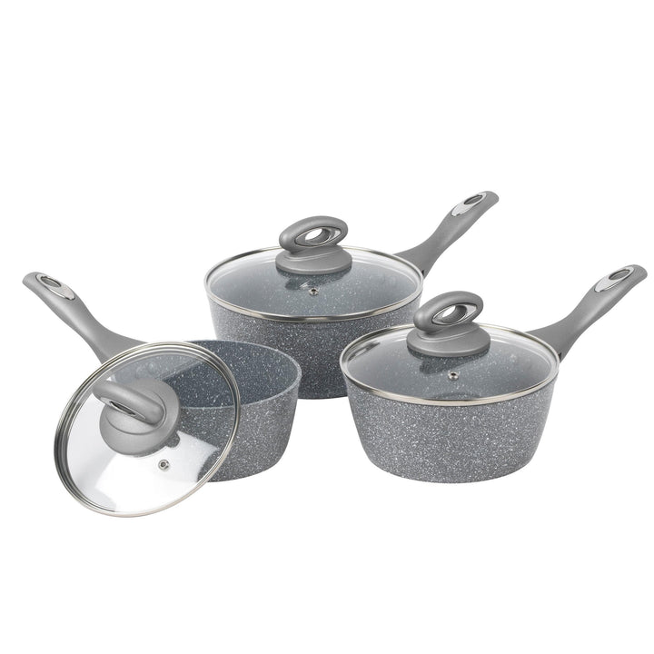 SALTER BW02986G Kochtopf Set - Dauerhaft antihaft Kochgeschirr Set mit Glasdeckel, 3 teilig Kochpfan
