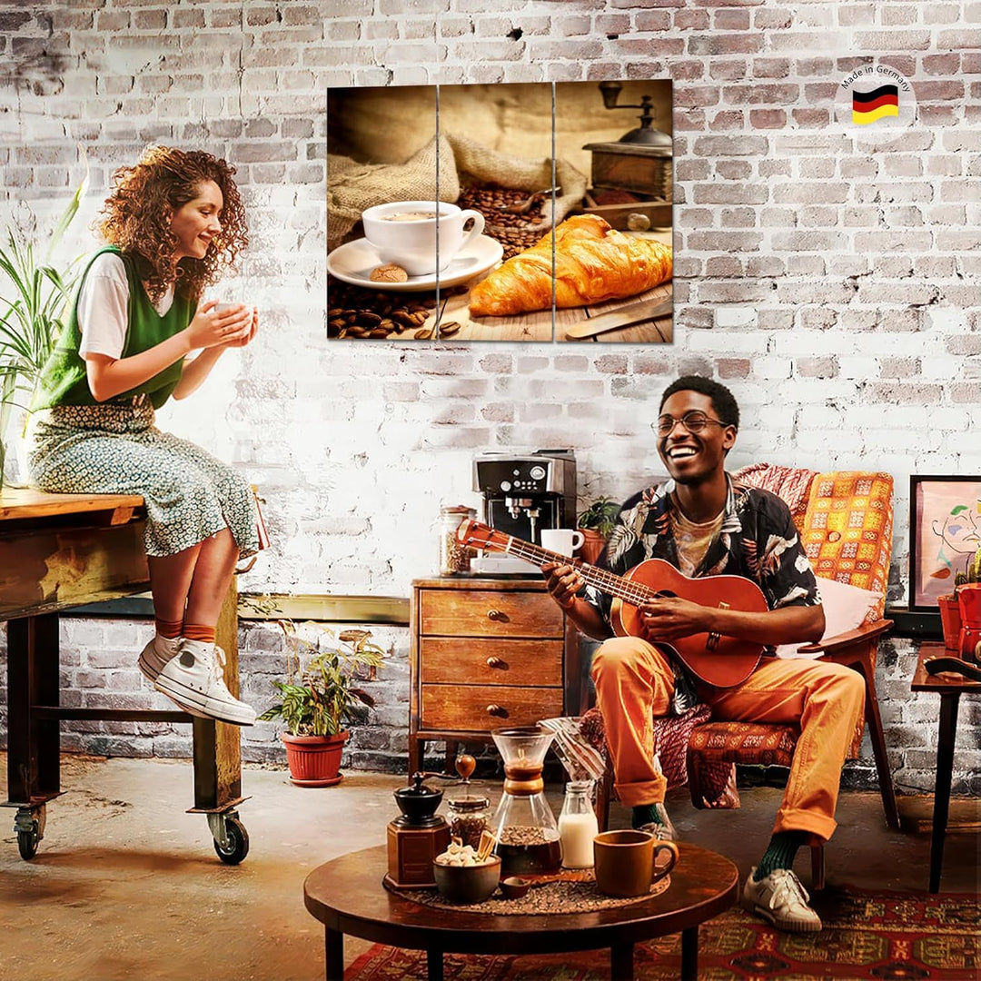 Runa Art Wandbilder Küche Kaffee Bild XXL Esszimmer Küchenbilder Braun Esszimmer 120 x 80 cm 3 Teili