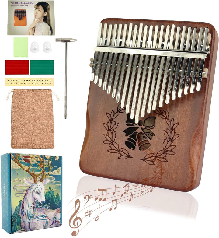Kalimba 21 Schlüssel Daumenklavier aus Holz, Thumb Piano, Marimba Mbira Finger Daumen Piano Musikins