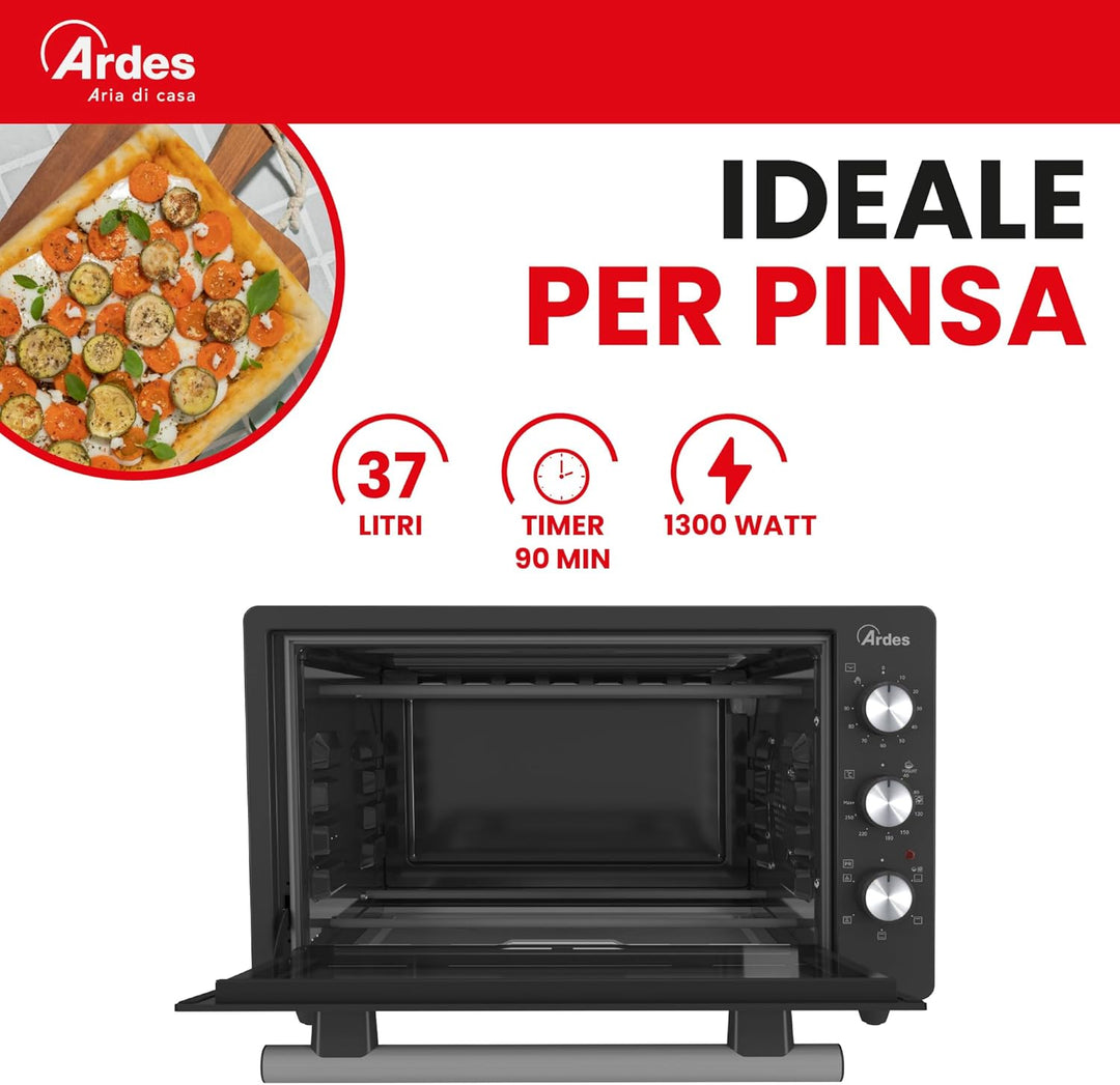 ARDES - AROVEN371 37 Liter Elektrobackofen mit Umluft für professionelles Kochen - Kompakt, smart un