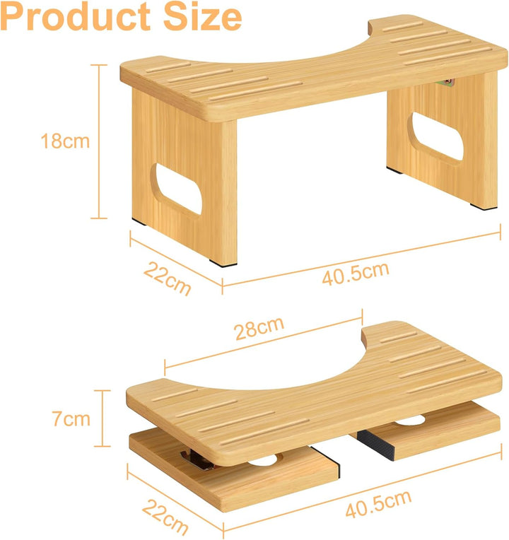 Toilettenhocker Holz, Klappbarer WC Hocker für Erwachsene, Toilettenhocker Erwachsene,Tritthocker Kl