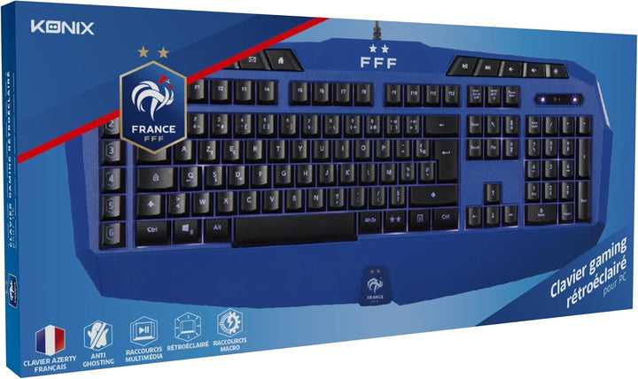 Konix FFF Membran-Gaming-Tastatur AZERTY - Anti-Ghosting mit 26 Tasten - Blaue Hintergrundbeleuchtun