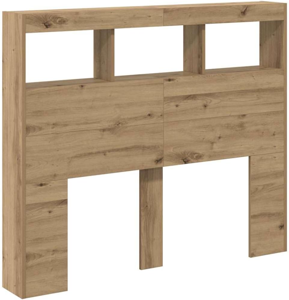 vidaXL Artisan Eichen Kopfteil mit blauen Regalen Massives Holzdesign Stylisches und funktionales Be