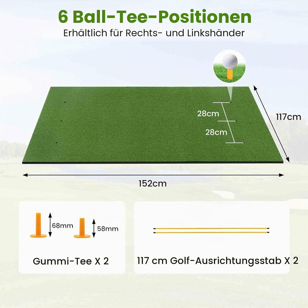 LIFEZEAL Golf Abschlagmatte inklusive Gummi Tee, Golf Matte zusammenrollen, Golf Abschlagmatte mit 6