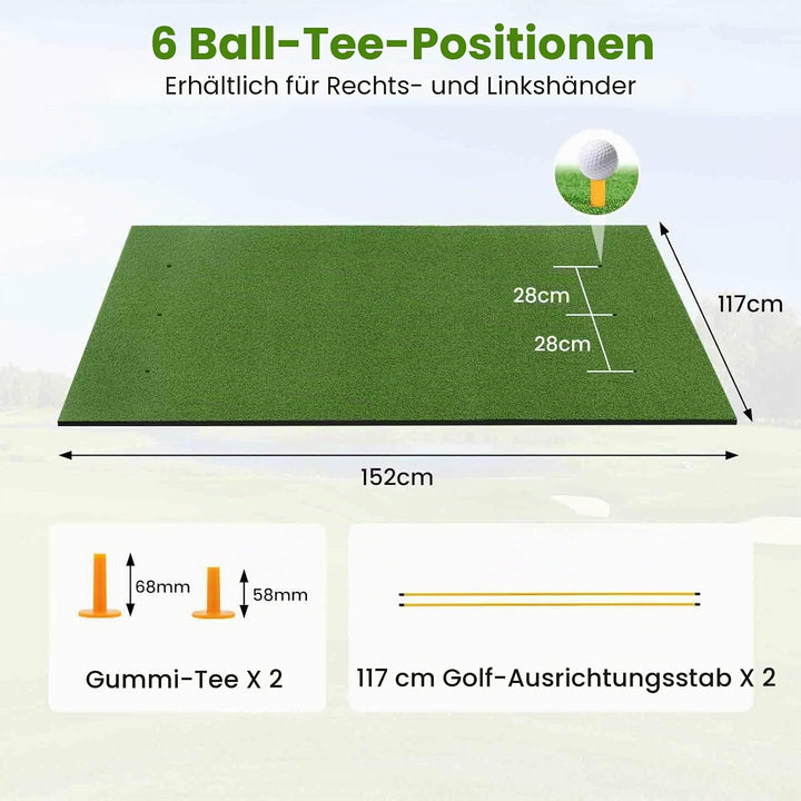 LIFEZEAL Golf Abschlagmatte inklusive Gummi Tee, Golf Matte zusammenrollen, Golf Abschlagmatte mit 6