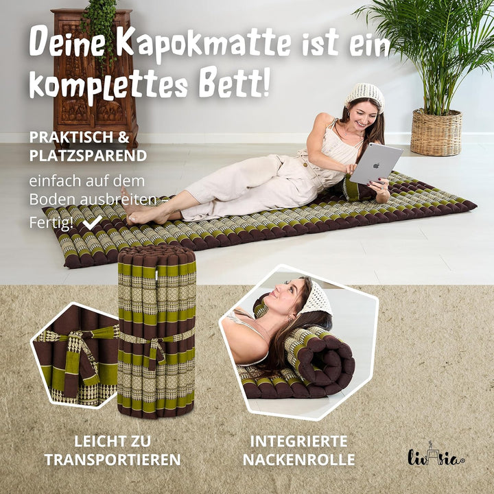 livasia Rollmatte Rollmatratze L-200x110x4,5cm, Gästebett Gästematratze 1 Person, Reisebett Kofferra
