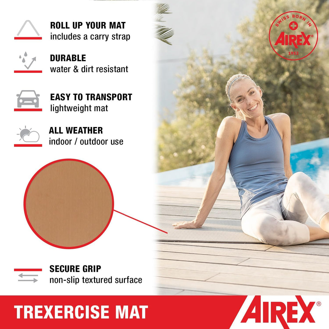 Airex TrExercise Gymnastikmatte | Recycelte Materialien | Inkl. Tragegurt | 0,6 cm Stärke | 60 cm Br
