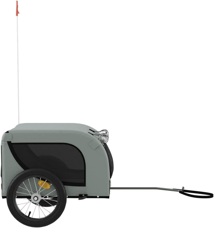 vidaXL Fahrradanhänger Hunde Grün und Schwarz Oxford-Gewebe &amp; Eisen Grau 124 x 65 x 66 cm, Grau 124