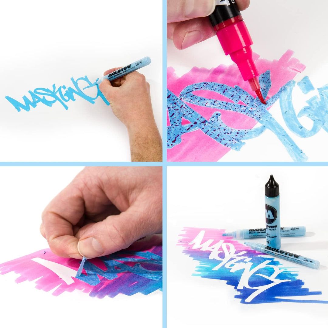 Molotow Masking Liquide Pump Marker 2 mm (Stift mit Maskierflüssigkeit, rückstandslos entfernbar, fü