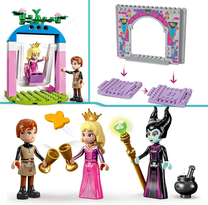 LEGO 43211 Disney Princess Auroras Schloss Spielzeug zum Bauen mit Dornröschen, Prinz Philip & Malef