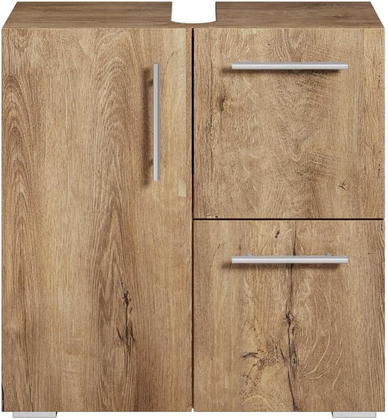 Badezimmer Badmöbel Mars - Braun Eiche - Unterschrank Badmöbelset Badschrank Schrank Waschbeckenunte