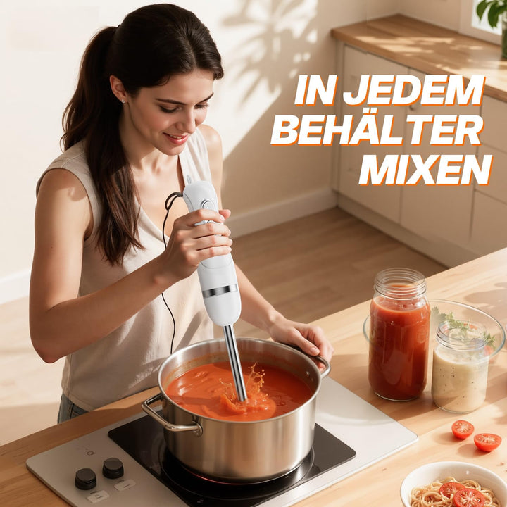 BESROY 1100W Stabmixer Edelstahl, Elektrischer Pürierstab &amp; Hand Blender mit 2 Geschwindigkeitsstufe
