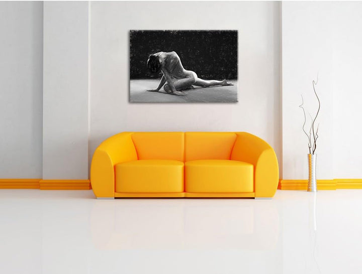 Pixxprint Schöne sexy Frau Macht Yoga Kunst als Leinwandbild/Grösse: 100x70 / Wandbild/Kunstdruck/fe