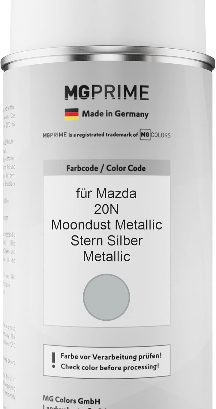MG PRIME Autolack Sprühdosen Set für Mazda 20N Moondust Metallic/Stern Silber Metallic Basislack Kla