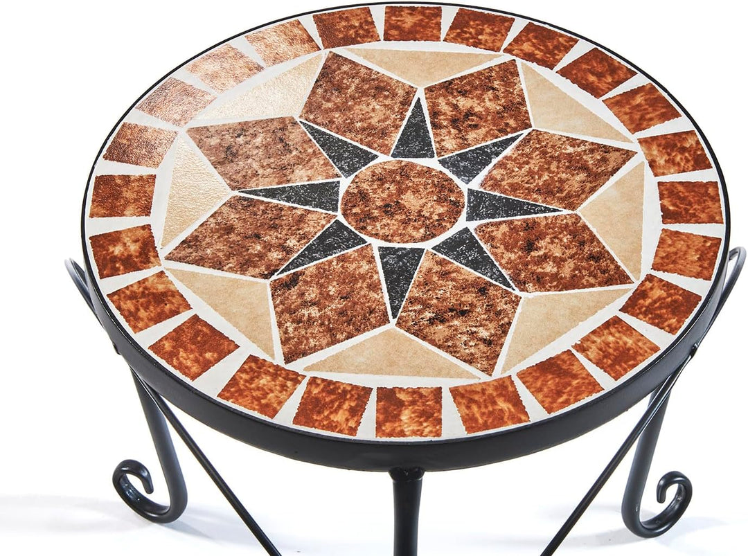Kobolo Pflanzenständer TOSCANA | 3er Set | Mosaik Blumenständer aus Metall | rund im mediterranen Lo