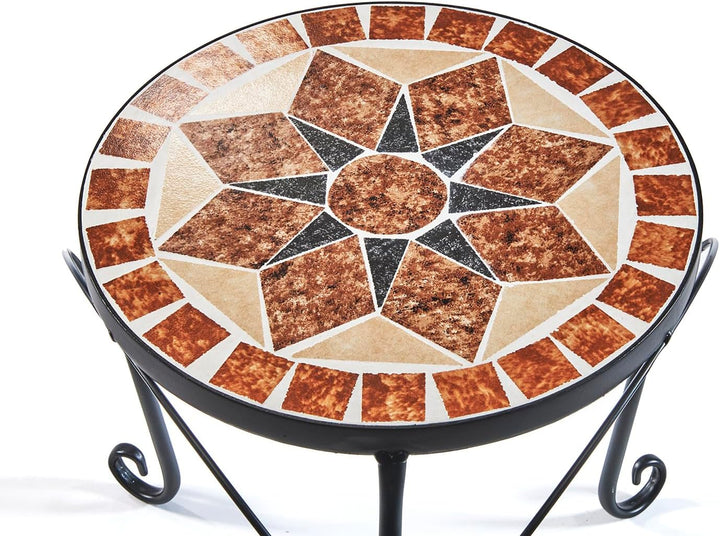 Kobolo Pflanzenständer TOSCANA | 3er Set | Mosaik Blumenständer aus Metall | rund im mediterranen Lo