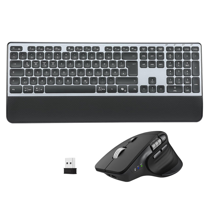 CITLLA Upgrade M9100 Kabellose Tastatur Maus Wiederaufladbare Ergonomische Tastatur mit Hintergrundb