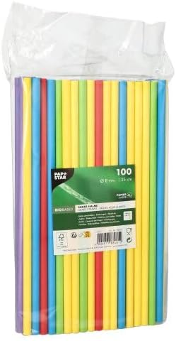Papstar Shake-Halme, Papier Ø 8 mm, 25 cm farbig sortiert 88481 Papiertrinkhalme Papierstrohhalme Sh