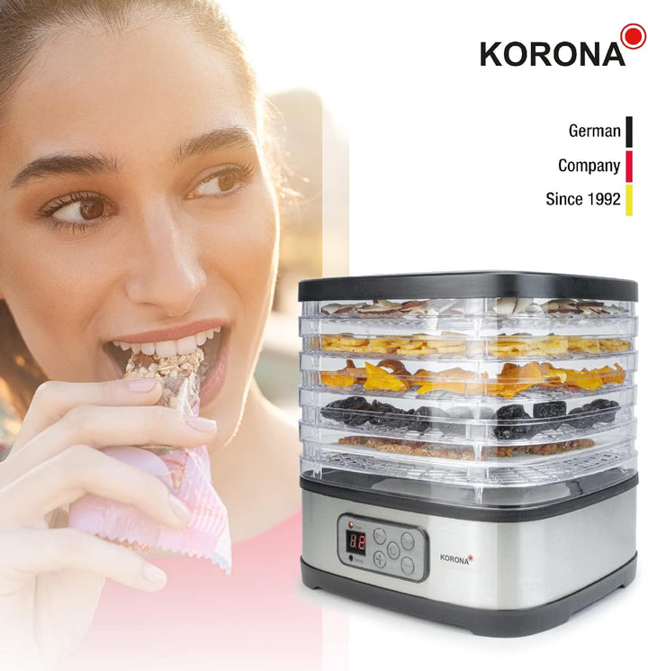 Korona 57011 Dörrautomat mit Müsliriegelform | 5 Ebenen | Trocknet Früchte, Fleisch, Fisch, Kräuter